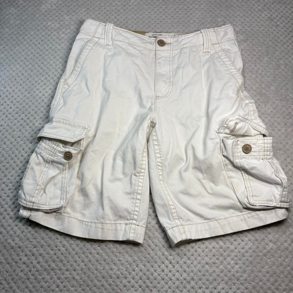 Aeropostale Mens White Cargo Shorts Size 31 Y2K Utility Cotton Casual